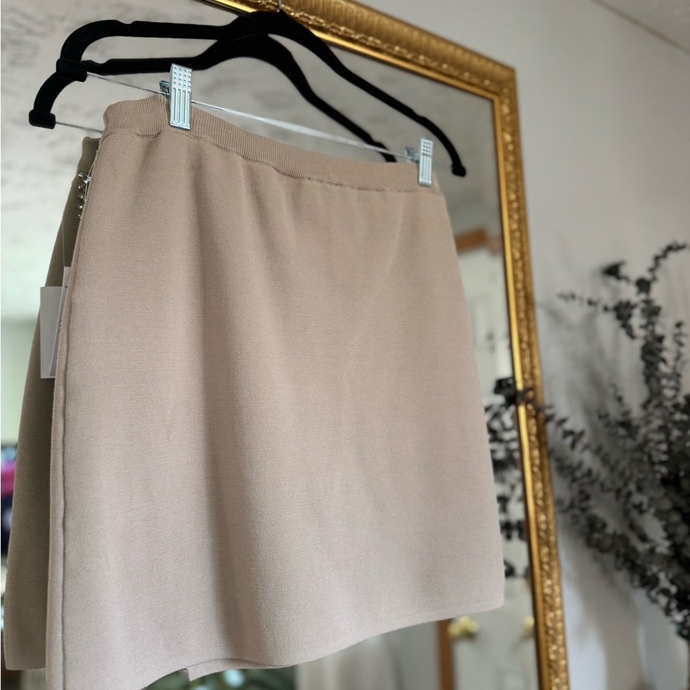 NWT House of Harlow 1960 Tan Asymmetrical Wrap Mini Skirt Neutral Luxe Capsule - Picture 9 of 9
